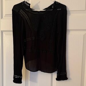 Chic Black Lace Women's Blouse